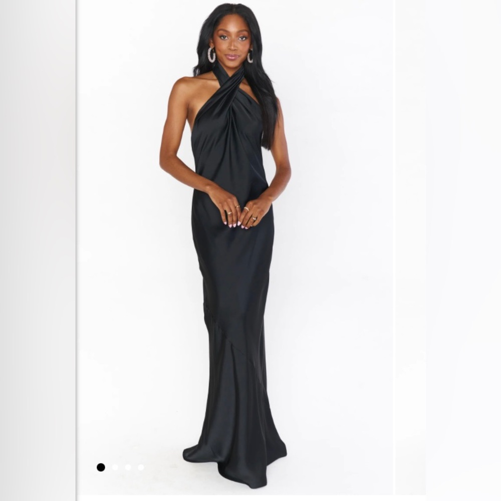 Jasmine Halter Maxi Dress ~ Black Luxe Satin. Size XS.
